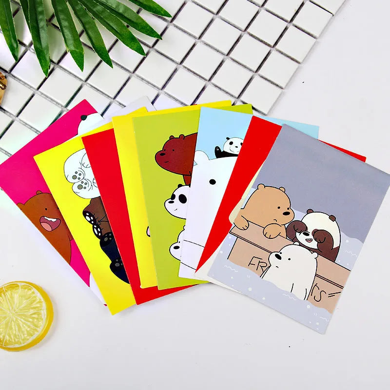 Nine retro Paris tower postcards with minimalist cartoon artwork in Japanese style designs