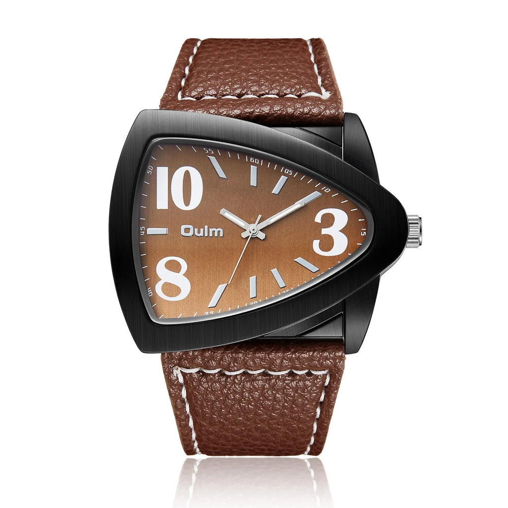 Men's casual quartz watch with round dial and leather strap in choice of colours