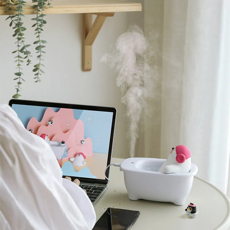 White polar bear shaped USB air humidifier with 550ml water tank on desk