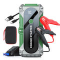 Q1 portable car jump starter with digital display and ordinary clip jumper in storage bag