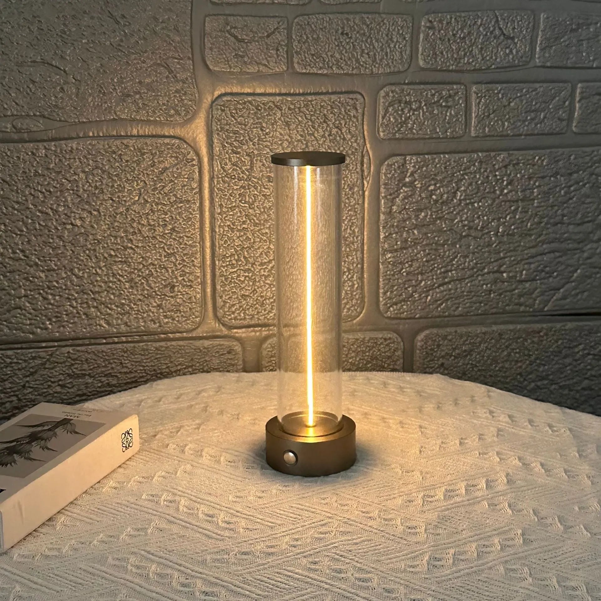 Modern glass USB-charged LED light strip with magnetic adhesive backing, shown at 53mm wide by 234mm high.