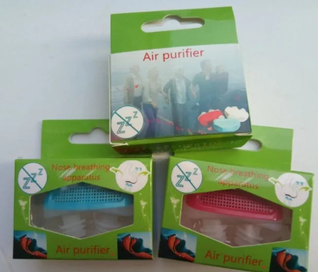 Stop Snore Device nose clip in blue, white and red made from ABS and silicone for snoring relief
