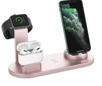 4 in 1 wireless charging stand for iPhone in black with LED indicator