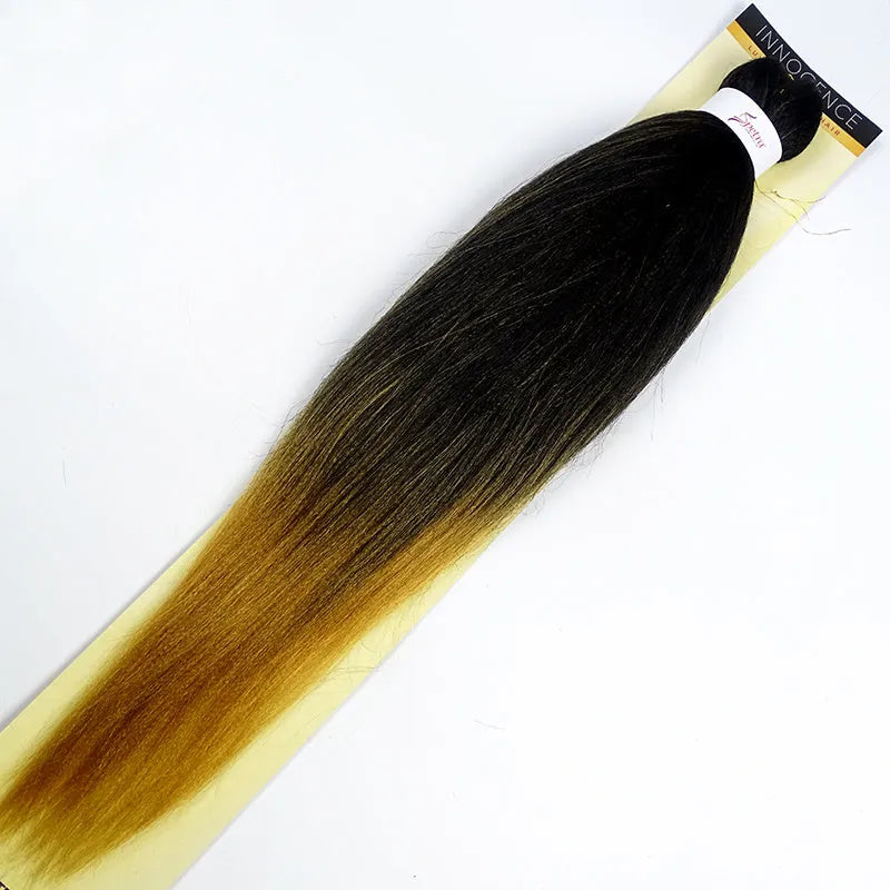 African chemical fiber long straight cornrows wig 26 inch mixed silk in black and brown gradient colours on a mannequin head
