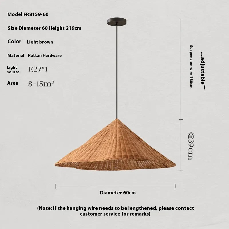 Rattan-weaved ceiling lamp with natural weave pattern, 50cm diameter option
