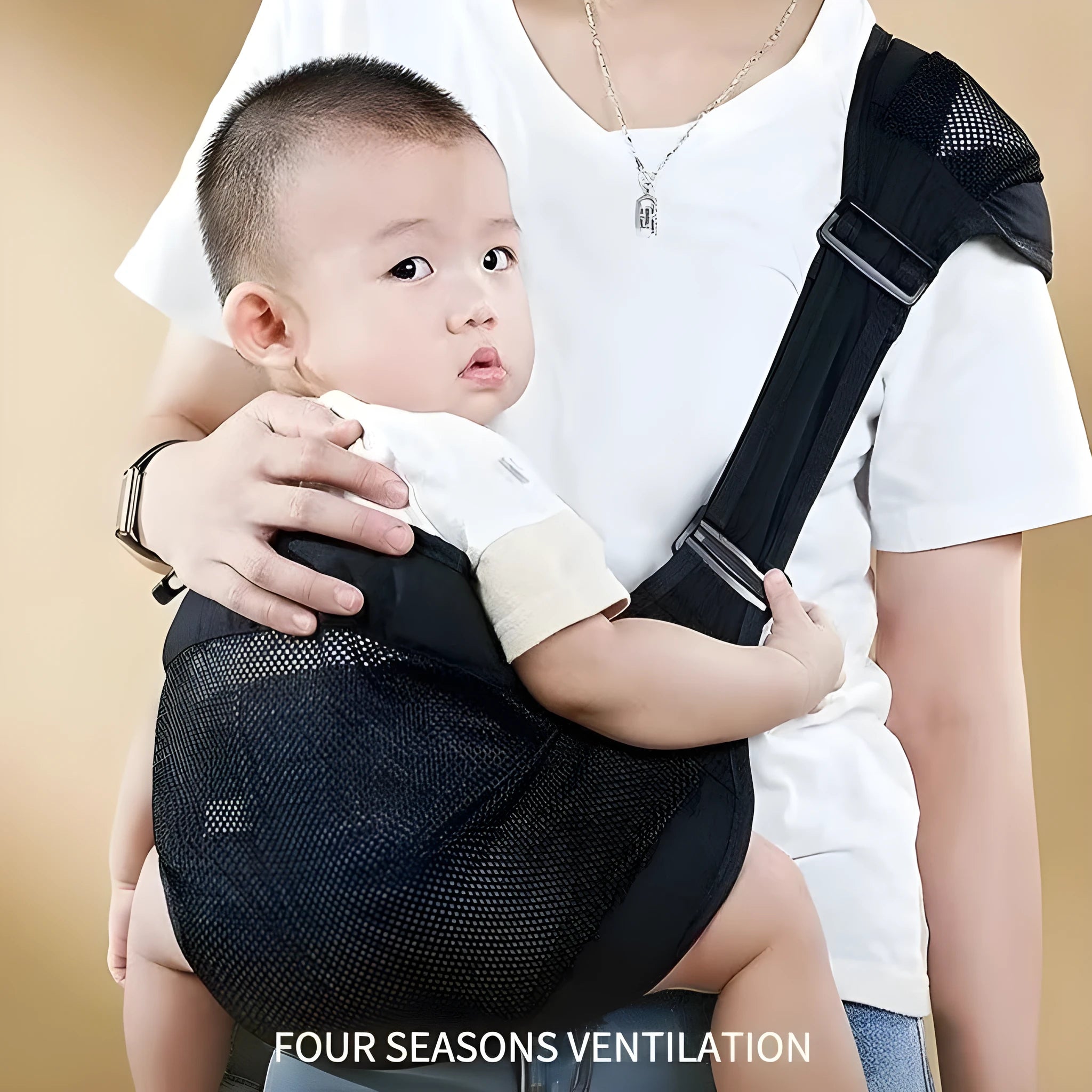 Adjustable baby waist stool carrier with 25 kg load capacity in cloth construction