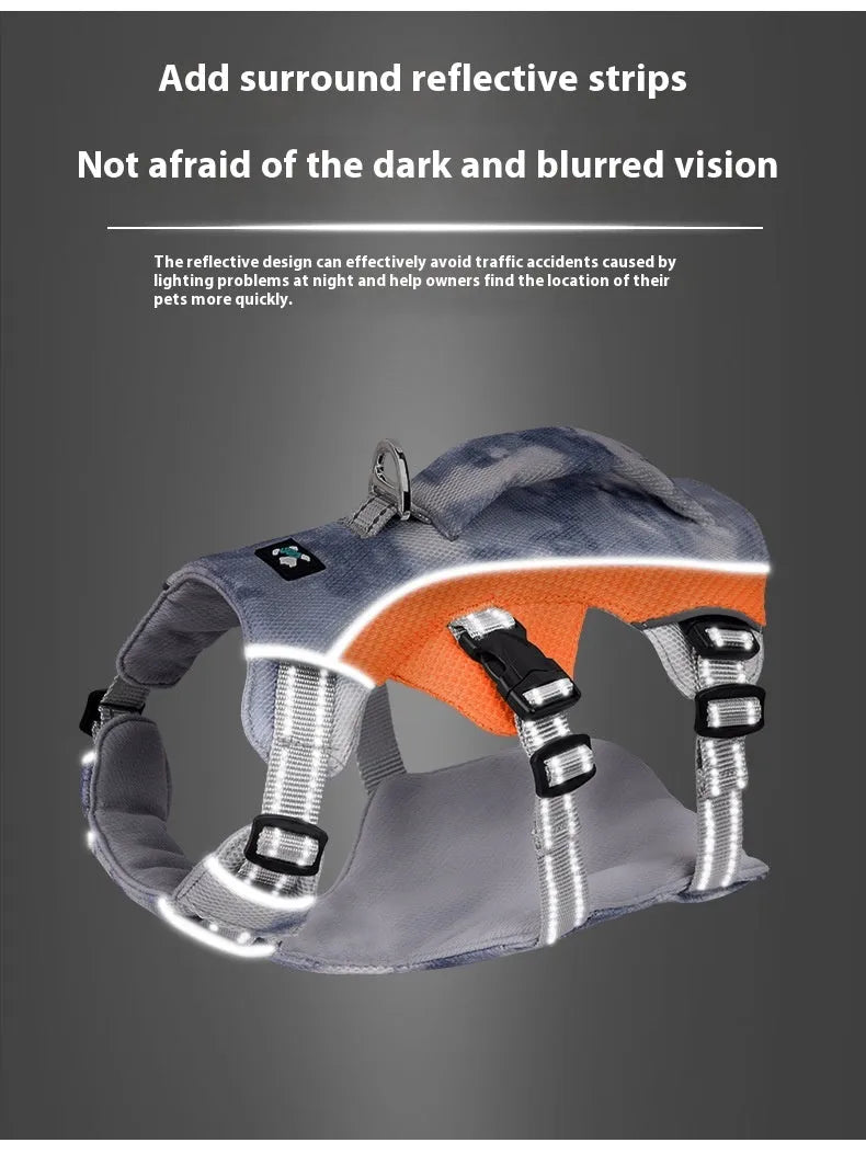 Light blue reflective dog chest strap for cooling vest attachment
