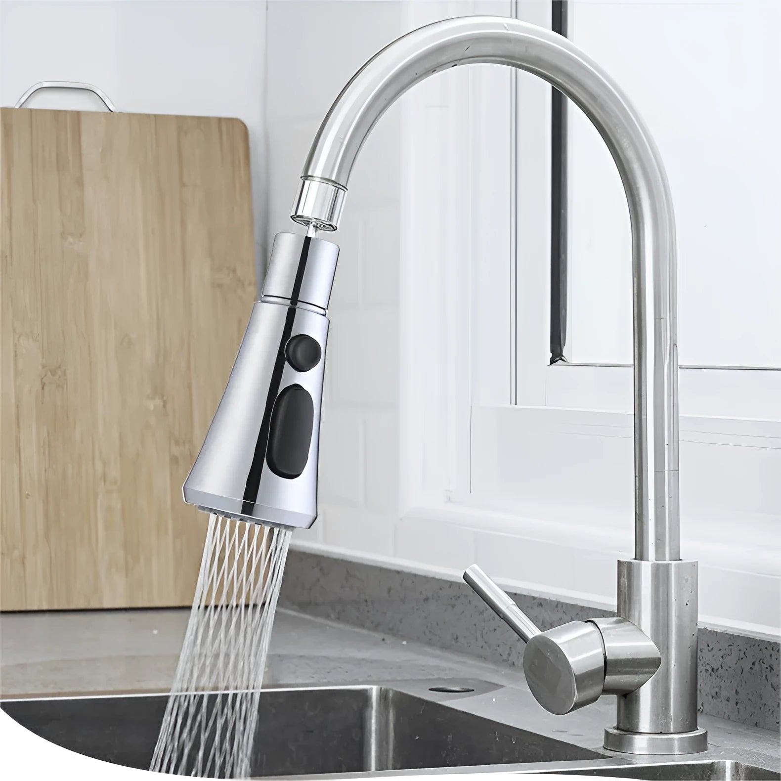 Universal pressurized kitchen faucet sprayer with 360 degree rotation in matte black