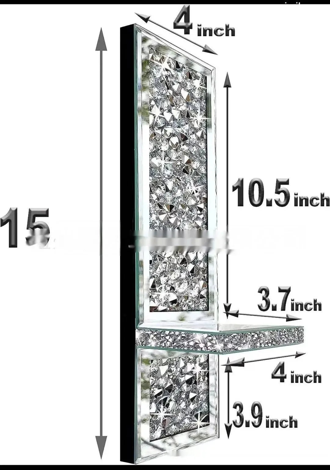 Pair of silver mirror glass candle holders wall mounted at 38cm height