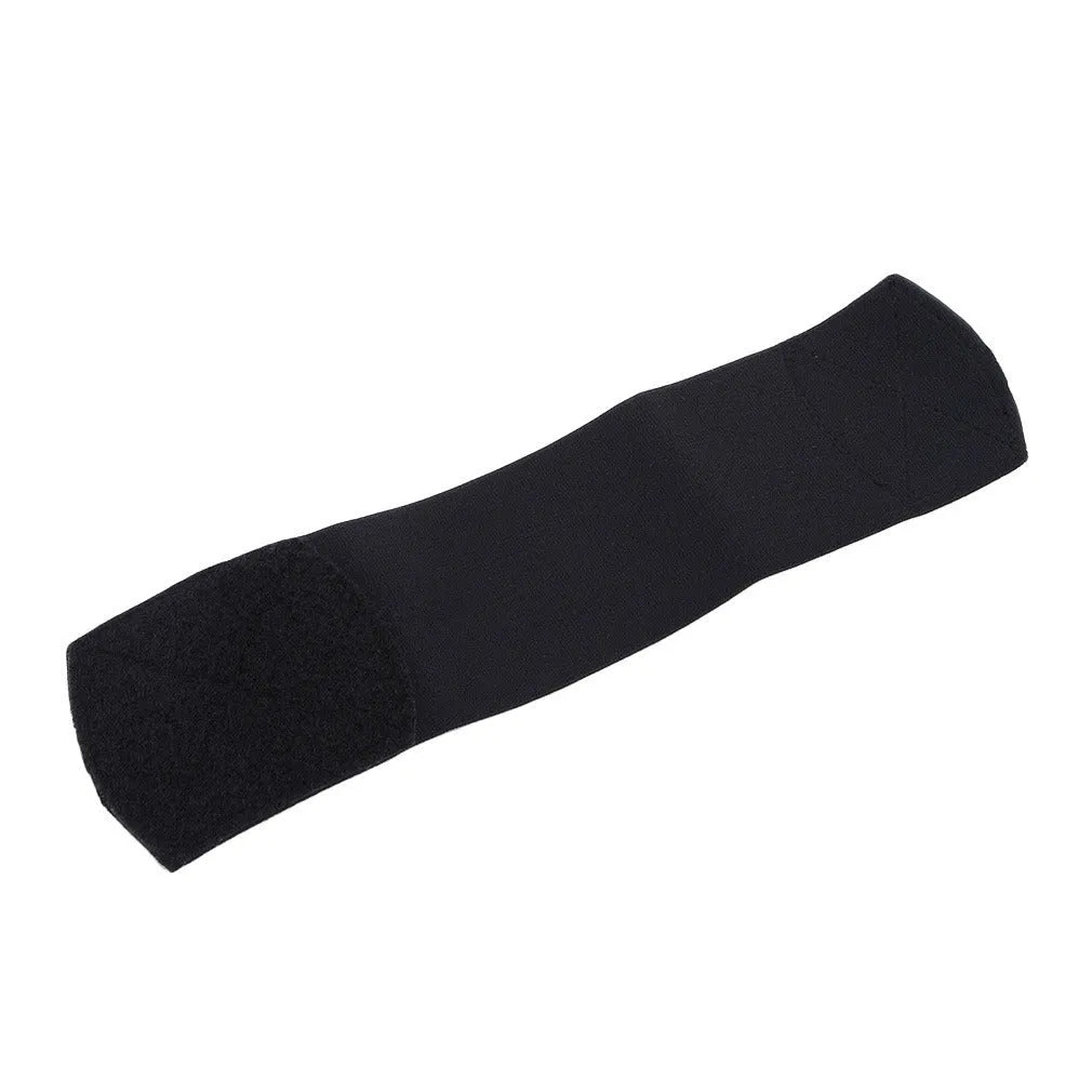 Elastic rubber strap for securing football shin guards, shown in blue colour.
