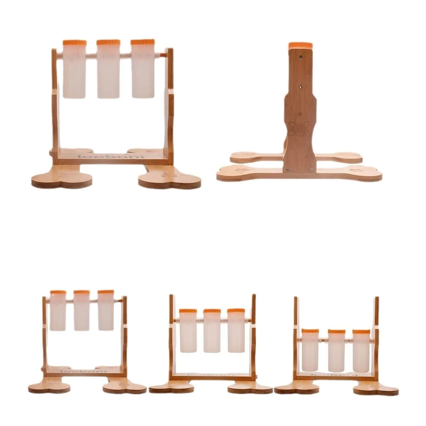 Natural wood colour dog puzzle toy feeder measuring 31cm by 30cm by 20cm