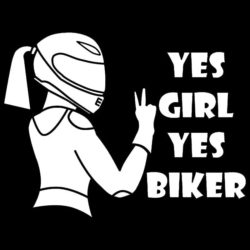 Cool Girl Rider character car decorative waterproof sticker measuring 16cm by 15cm