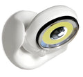 White Atomic Angel induction night light on flat surface with dimensions shown