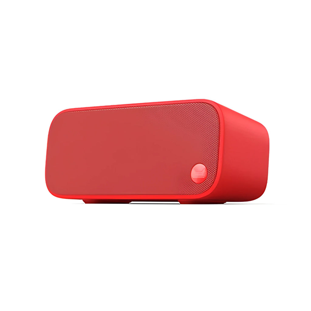 Smart Wi-Fi speaker with AI intelligence in blue, green, red, or white colour options, front-firing bookshelf design