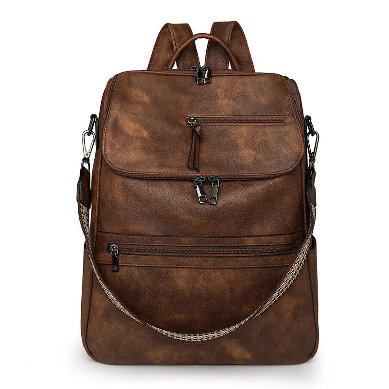 Retro style college backpack in urban simplicity design with curved shoulder strap, shown in available colours.