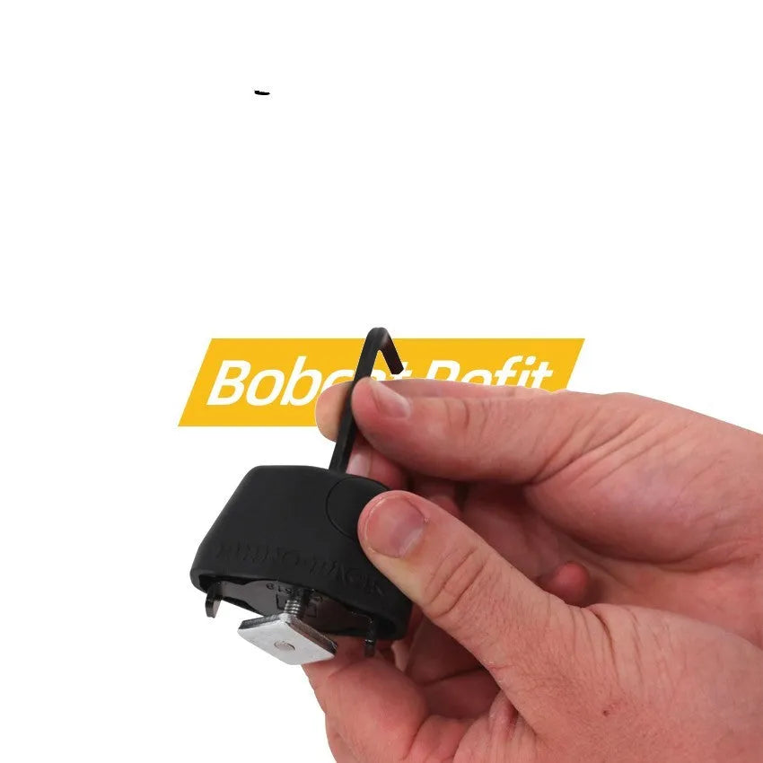 Plastic-sheathed steel cable fixed lock for securing equipment on a vehicle roof platform.