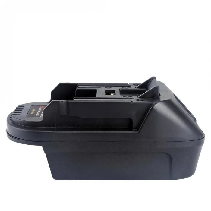 Black Milwaukee DM18M to Makita H99F battery adapter measuring 125x90x65 cm for power tool compatibility