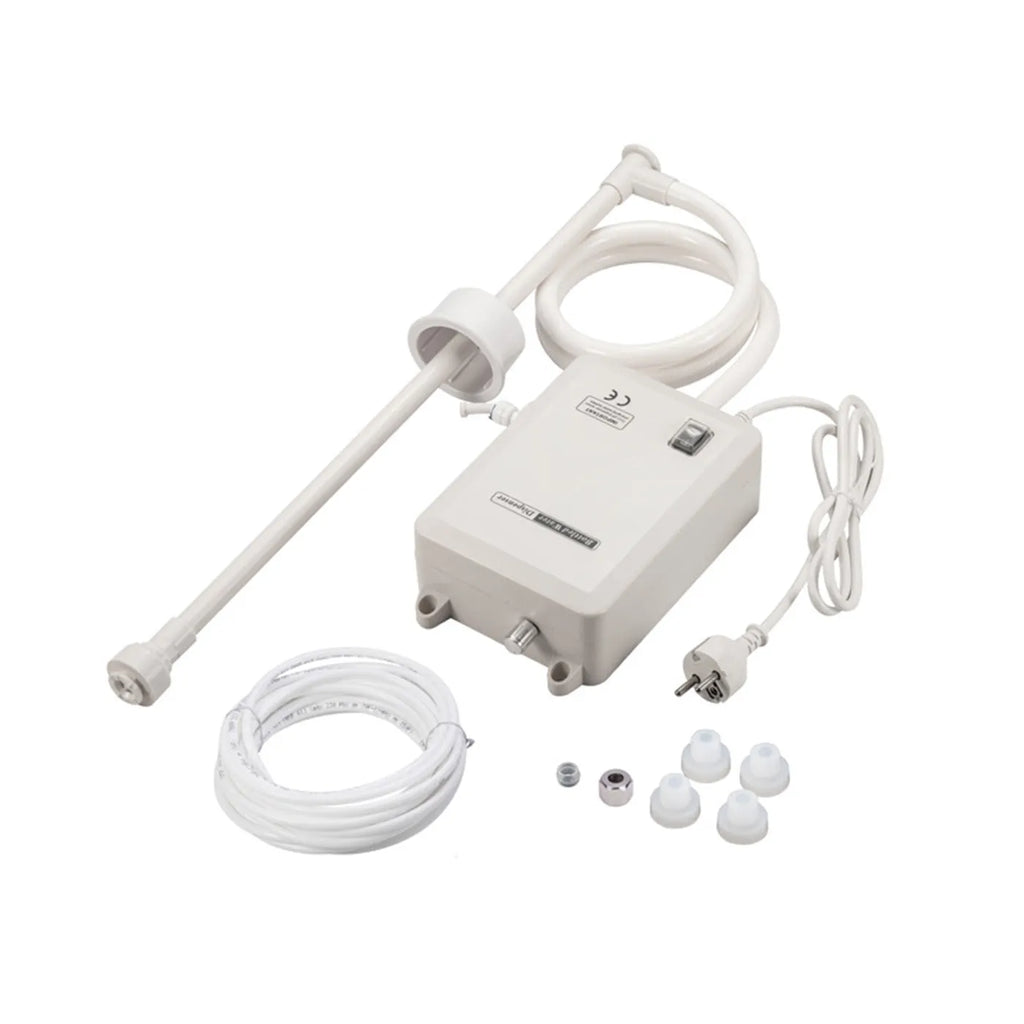Food-grade plastic electric water pump BWD1200 with US plug on a bottled water container