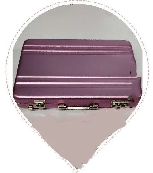 Slim aluminium metal card holder in six colours: red, blue, black, silver, pink, and gold.