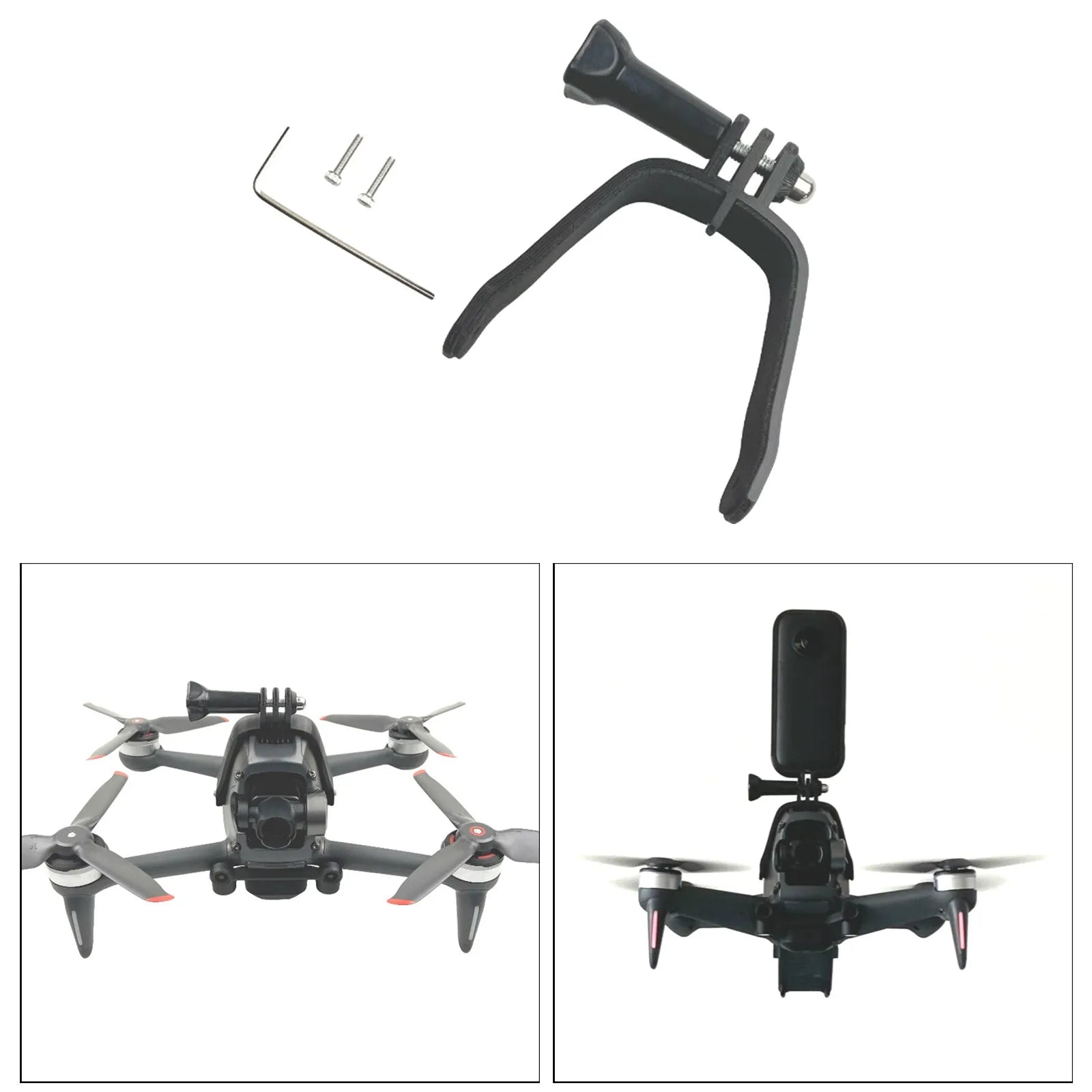 3D printed FPV drone expansion bracket for mounting GoPro action cameras with sponge protection