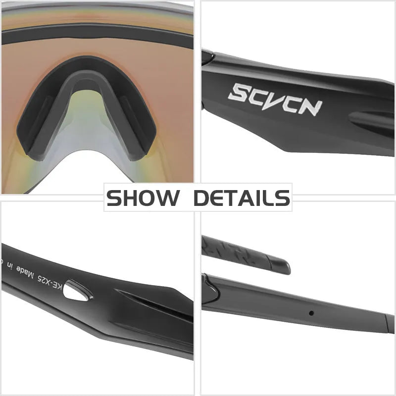 Athletic sports glasses with integrated colourful lens in frameless windproof design for cycling and running