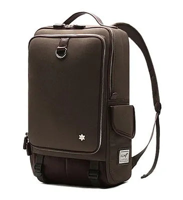 Modern men's Oxford cloth backpack in seven colour options showing 30x16x46cm dimensions