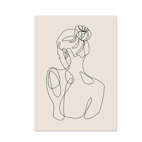 Boho canvas abstract lines frameless wall art with animal subject, spray painting, available in multiple sizes