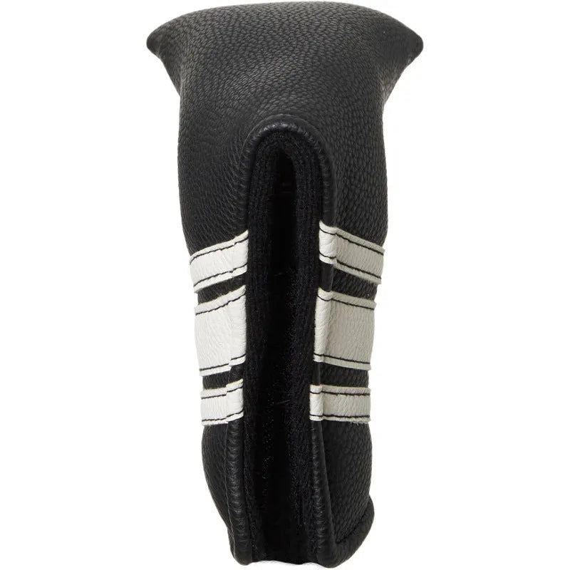 Black PU leather golf putter head cover showing protective sleeve for club head