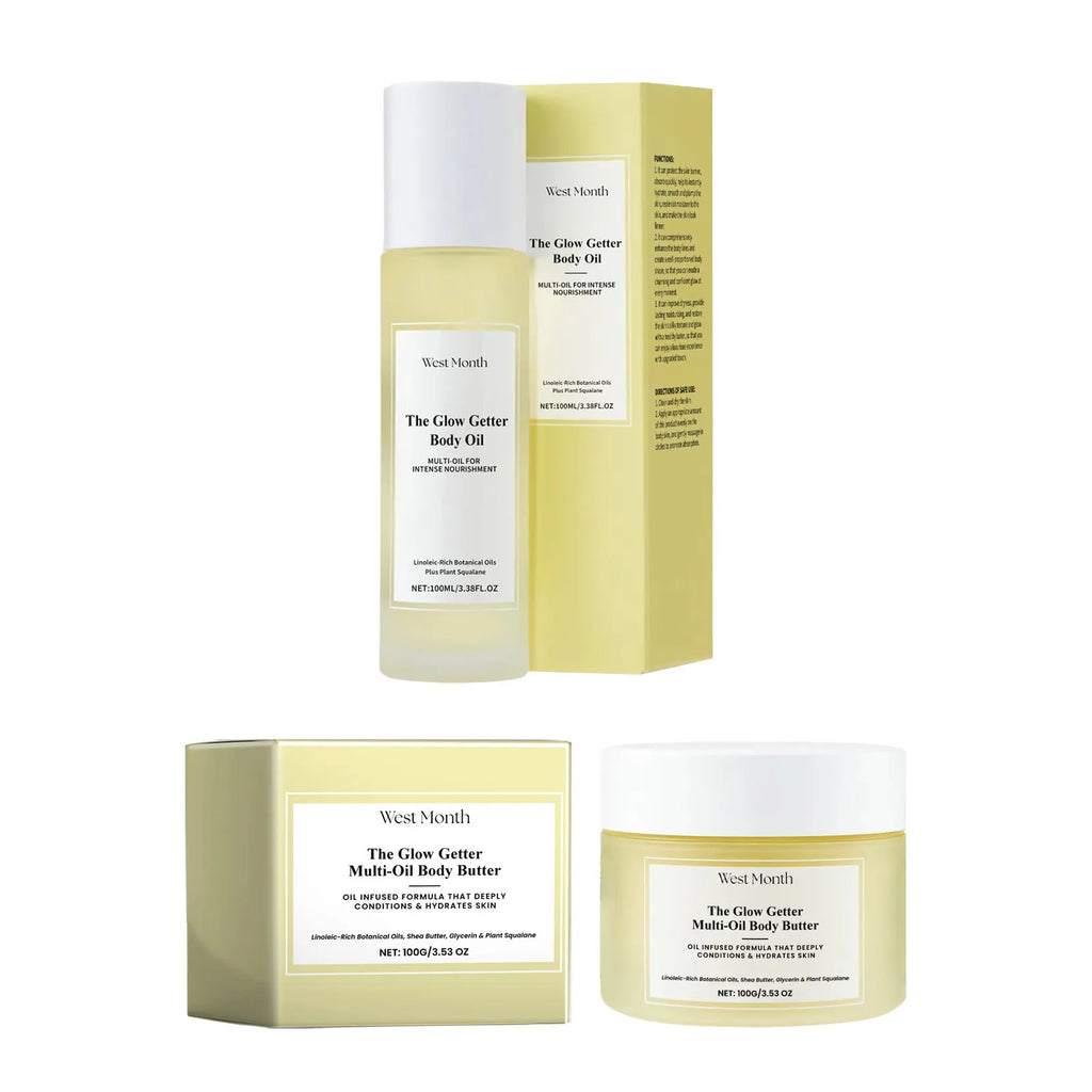 Nourishing and firming body care kit with skincare oil and moisturising cream