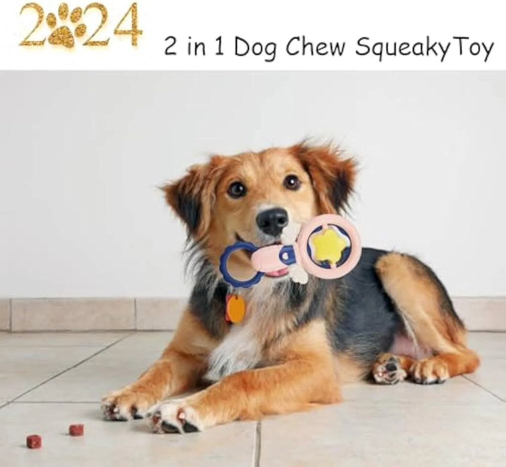 Interactive dog toy set – durable chew toys for aggressive chewers, squeaky and dental toys for large breeds, pink