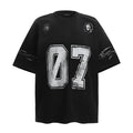 Men's black and white pure cotton short-sleeved t-shirt with printed graphic and crew neck