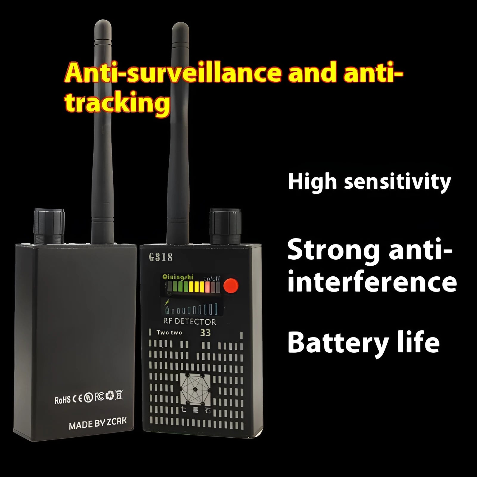 Professional G318 signal detector for anti-theft and anti-eavesdropping security applications