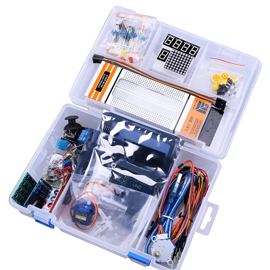 RFID upgraded Arduino starter kit with stepper motor, breadboard, and 33 modules for UNO R3