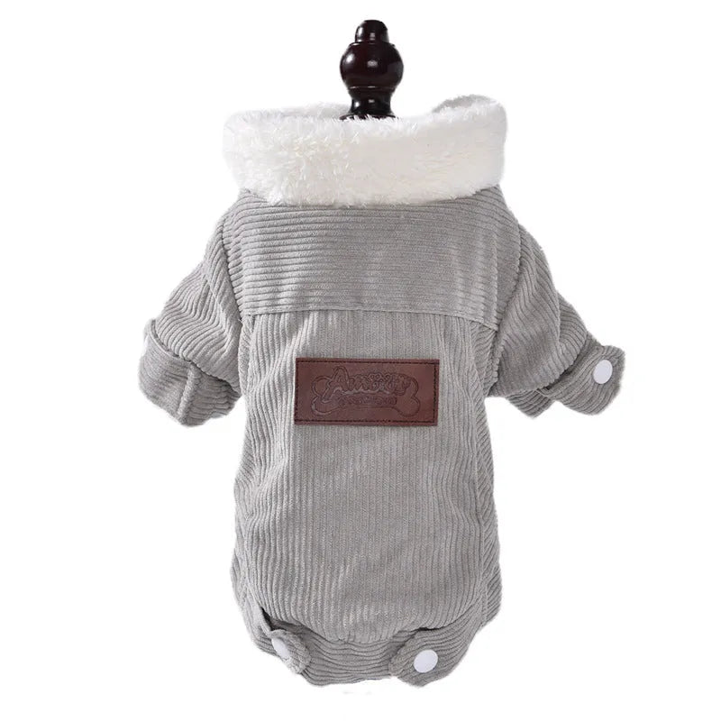 Lambswool grey dog fleece vest with wool lining for autumn and winter wear