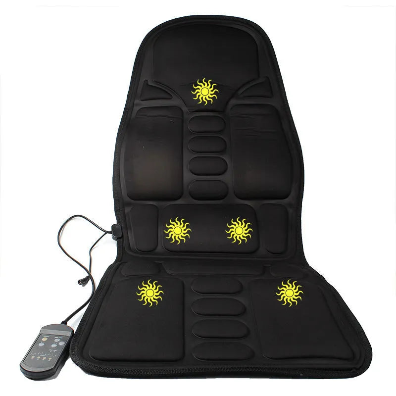 Black heating massage mat seat cushion with infrared physiotherapy function