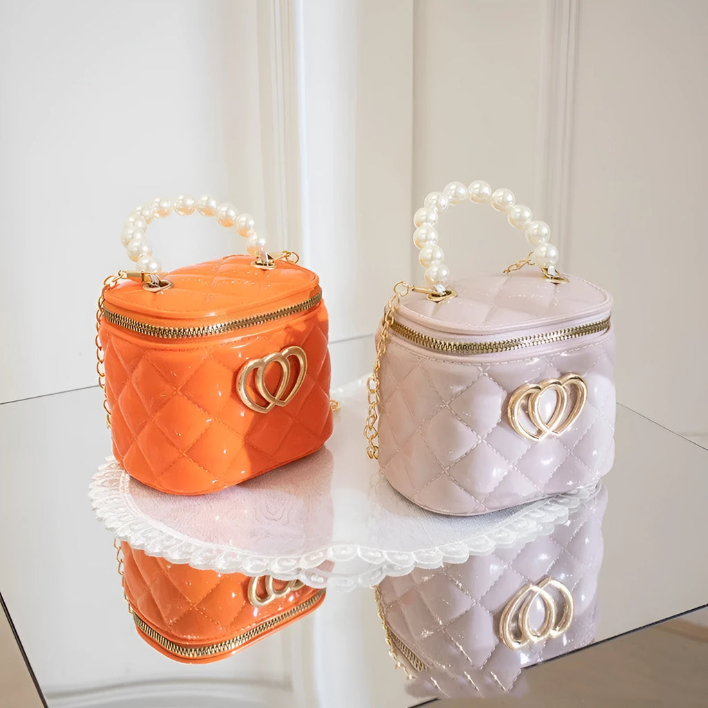 PVC bucket gel bag with heart pattern in apricot colour