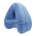 Heart-shaped dark blue memory foam leg pillow for adult knee support