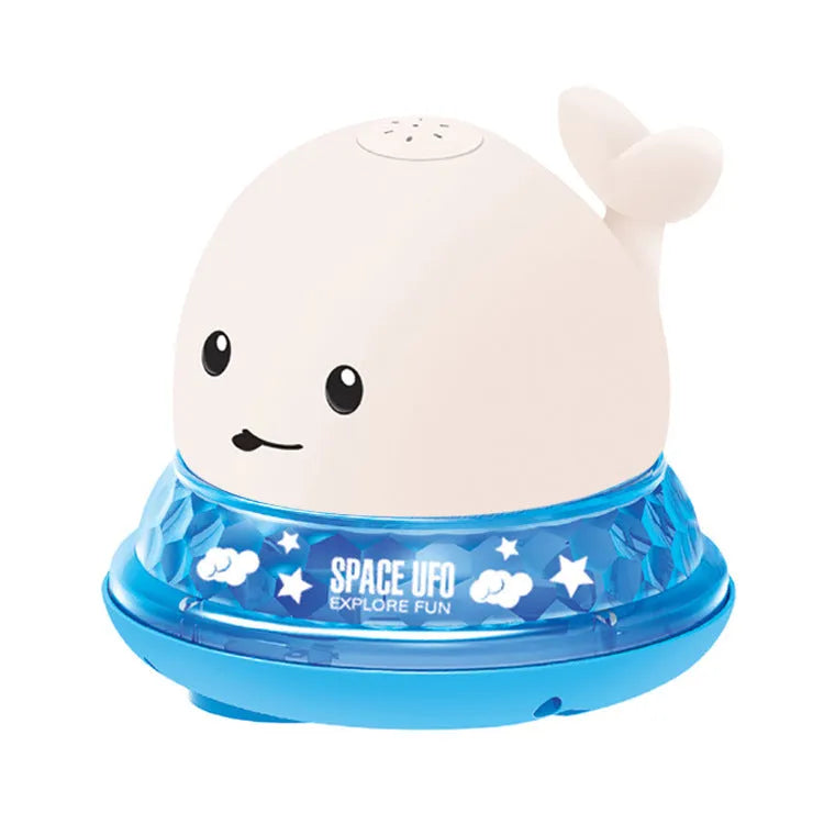 Automatic water-sensing whale spray bath toy with flashing lights for baby bath time