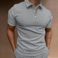 Men's loose fit button-up T-shirt in cotton blend fabric available in multiple colours