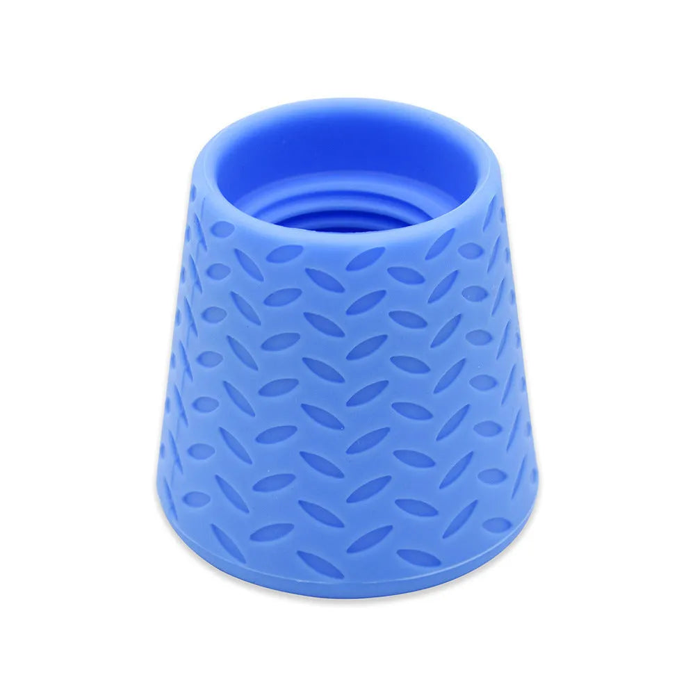 Silicone pet shower head in blue, green, and orange colours for portable dog and cat bathing
