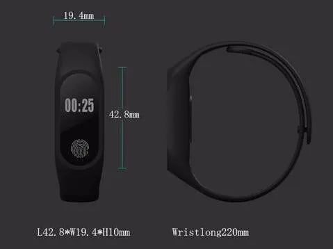 Waterproof fitness tracker wristband with heart rate monitor in multiple colour options