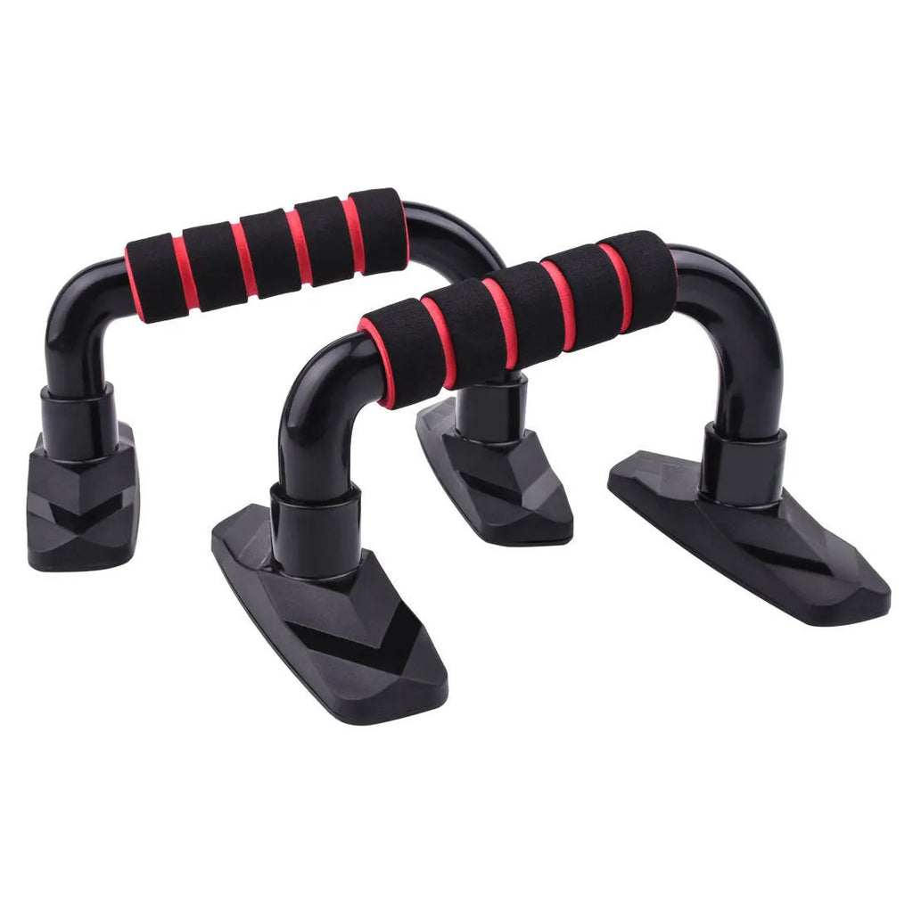 Pair of I-shaped diamond push up bars in PP sponge foam, shown in available colours for strength training.