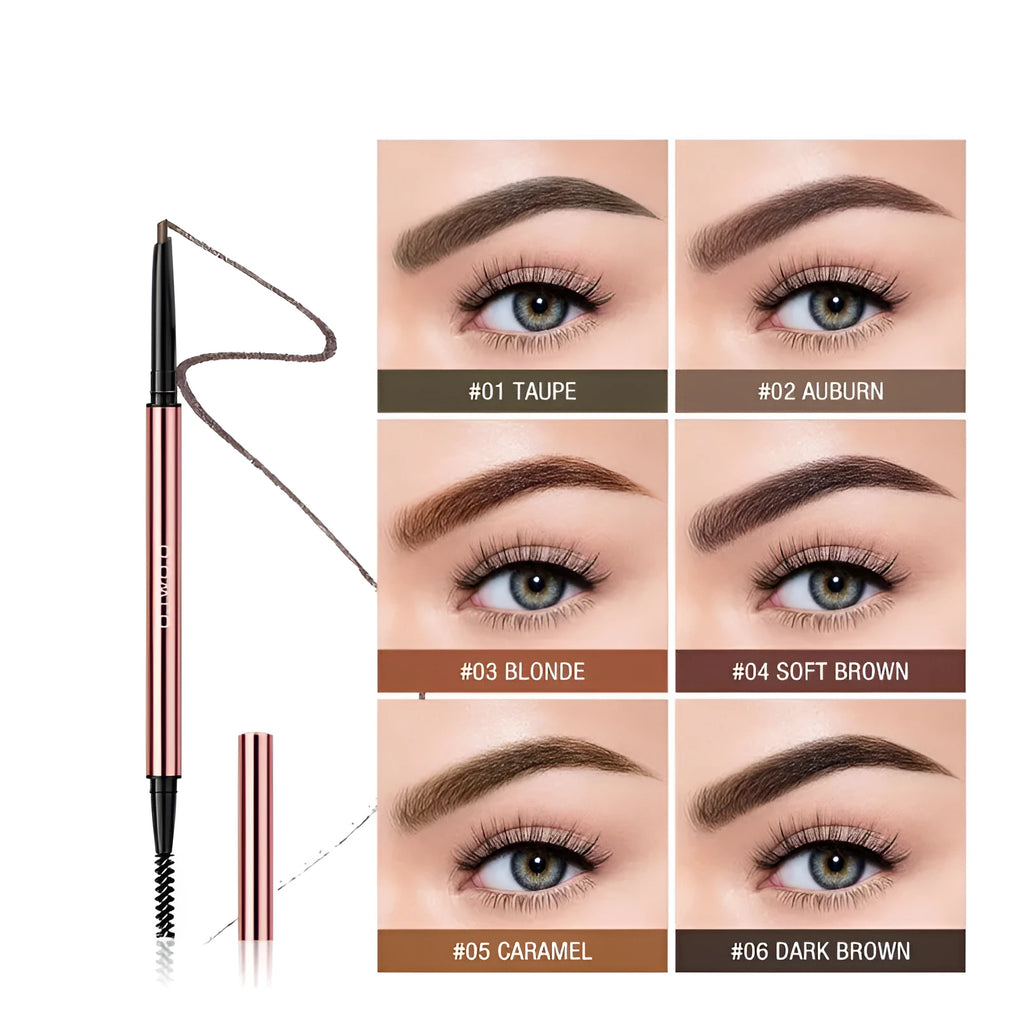 Eyebrow make-up pencil in slim 15.5cm design with six natural colour shade options