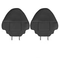 Black leather car seat kick pad measuring 68cm by 42cm, shown as a rear seat protector.