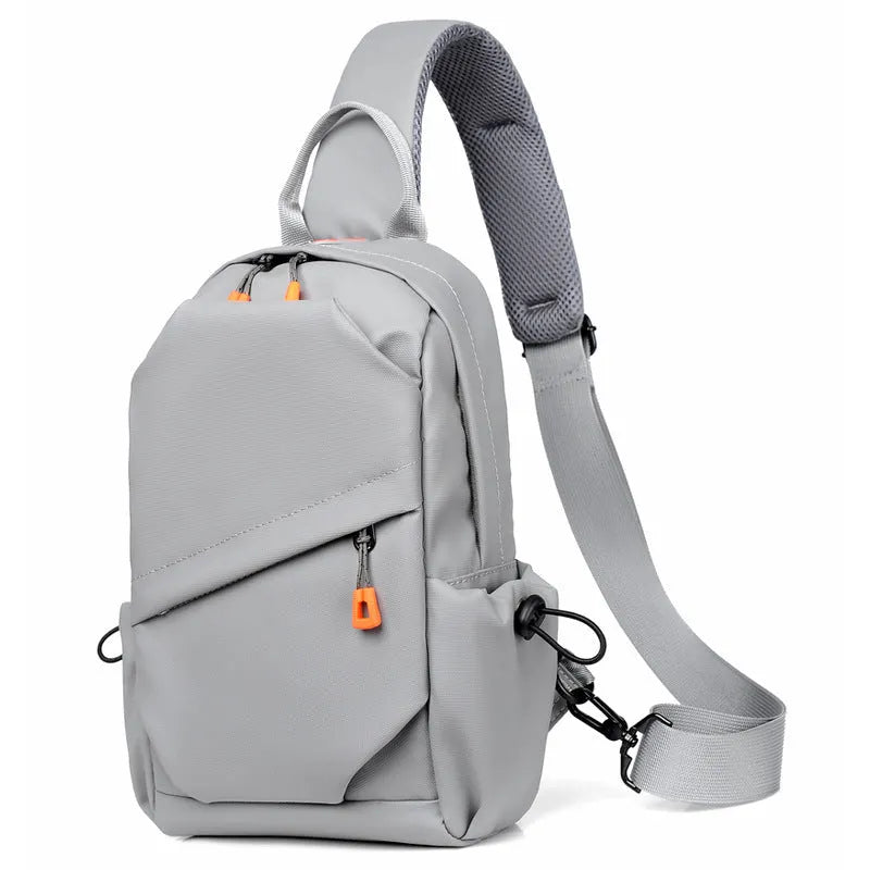 Men's black waterproof polyester crossbody bag with adjustable shoulder strap