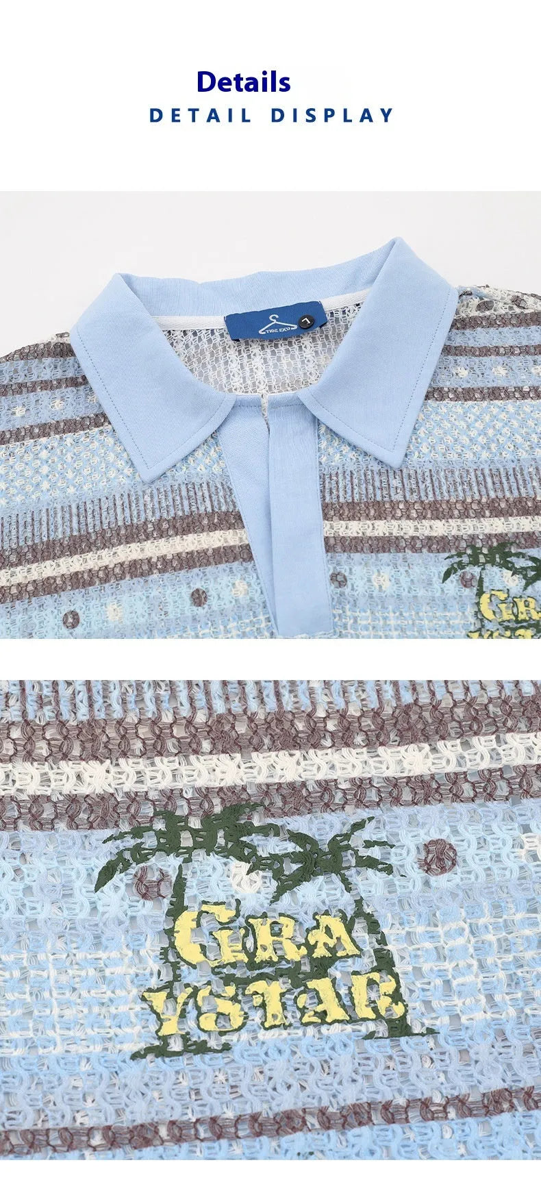 Men's blue printed short sleeve shirt with loose leisure fit