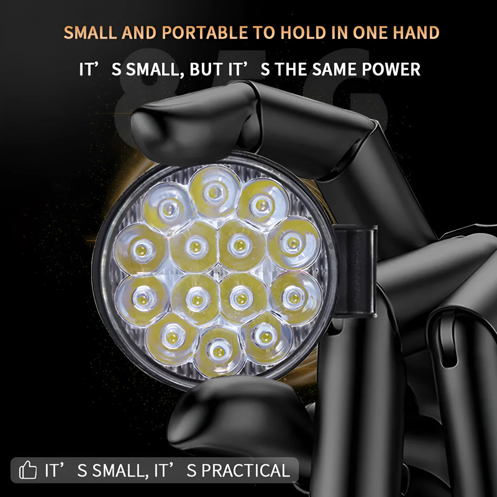 Small round white aluminium LED work light for vehicle mounting