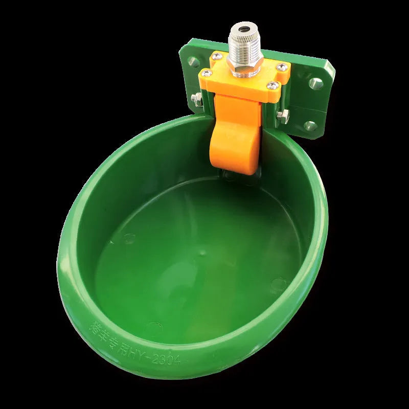 Green engineering plastic sheep drinking bowl with auto water nozzle for pig and sheep farm use