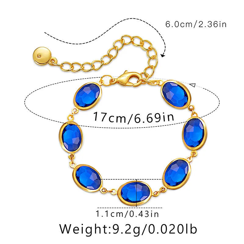 Copper inlay glass geometry bracelet with ellipse motif in blue green multicolor for women fashion OL style