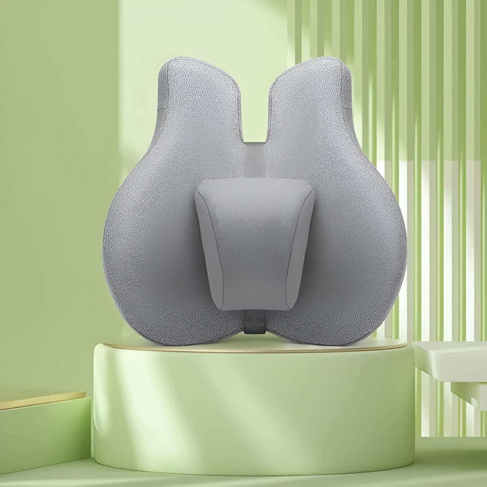 Medium grey cotton waist protection cushion set with adjustable lumbar support for office desk chair